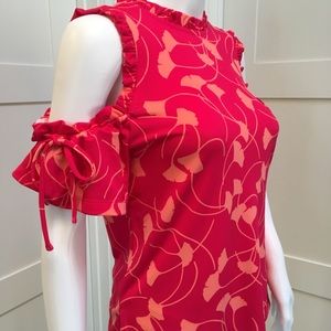Ann Taylor Cold Shoulder Floral Blouse XS